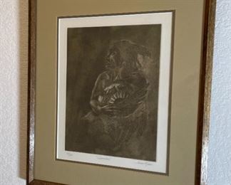 Shaman James A Rome Signed Etching litho Framed Art Lithograph Print Frame: 20 x 17in Image: 11.75 x 8.75in
e