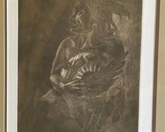 Shaman James A Rome Signed Etching litho Framed Art Lithograph Print Frame: 20 x 17in Image: 11.75 x 8.75in