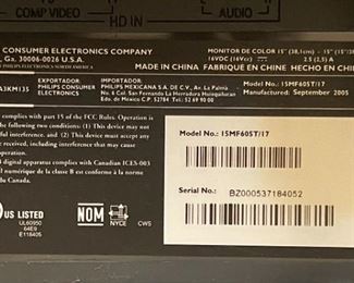 Magnavox 15in LCD TV 15MF605T/17 14.5 x 17.5 x 7in HxWxD