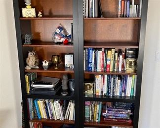 2pc Ethan Allen American Impressions Bookshelves Cherry & Ebony PAIR Each: 75 x 27 x 18in HxWxD