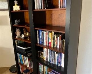 2pc Ethan Allen American Impressions Bookshelves Cherry & Ebony PAIR Each: 75 x 27 x 18in HxWxD