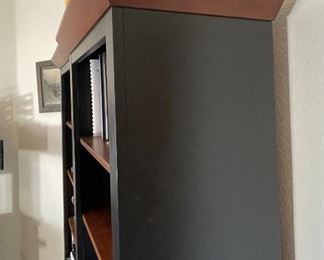 2pc Ethan Allen American Impressions Bookshelves Cherry & Ebony PAIR Each: 75 x 27 x 18in HxWxD