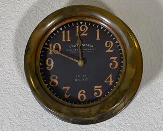 Replica Brass Ship Clock Timeworks United States Boiler Company 3.5 x 10.5 diameter