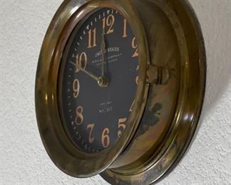 Replica Brass Ship Clock Timeworks United States Boiler Company 3.5 x 10.5 diameter