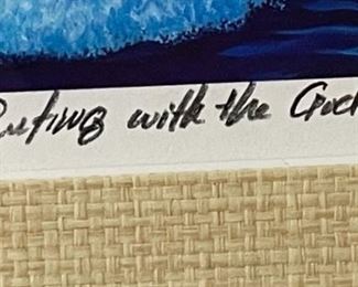 Signed Surfing Litho Frame: 17 x 16.5in