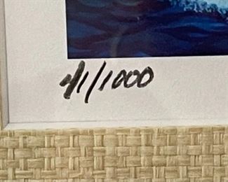 Signed Surfing Litho Frame: 17 x 16.5in