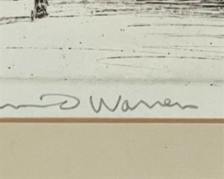 Kailua Hawaii David Warren Signed Etching Framed Art 9.75 x 12.75in HxWxD