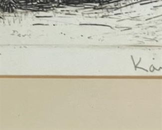 Kailua Hawaii David Warren Signed Etching Framed Art 9.75 x 12.75in HxWxD