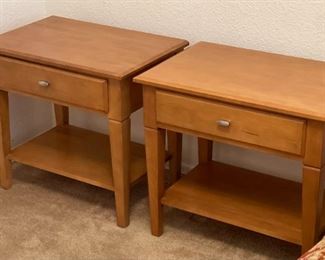 2pc Ethan Allen Elements Natural Maple Nightstands PAIR 24 x 26 x 17.5in HxWxD