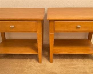 2pc Ethan Allen Elements Natural Maple Nightstands PAIR 24 x 26 x 17.5in HxWxD
