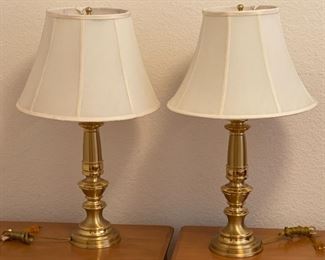 2pc Stiffel Brushed Brass Lamps PAIR 27.5in H x 16.5in diameter