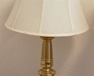 2pc Stiffel Brushed Brass Lamps PAIR 27.5in H x 16.5in diameter