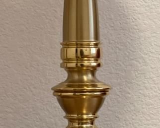 2pc Stiffel Brushed Brass Lamps PAIR 27.5in H x 16.5in diameter