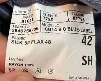 Polo Ralph Lauren Suit Jacket Italy Blue Label Silk/Flax/Wool #5 Sz: 42