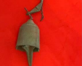 Vintage Paolo Solari Cosanti BRONZE WIND BELL Large Hanging Metal Garden Chime Bell 3.5 x 2.75in