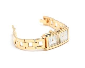 Anne Klein Dual Timezone Watch in Box 12/1458 751S Womens Face: 1.4x0.7in Bracelet: 6.25in