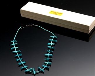 Chief Dodge Turquoise Bird Fetish Necklace 27.5in Long Bird: 1in long approx.