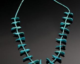Chief Dodge Turquoise Bird Fetish Necklace 27.5in Long Bird: 1in long approx.