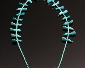 Chief Dodge Turquoise Bird Fetish Necklace 27.5in Long Bird: 1in long approx.
