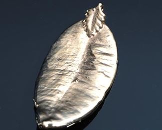 Hawaiian Maile Leaf Pendant Saburo 14k Plated 1.9x0.8in