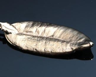 Hawaiian Maile Leaf Pendant Saburo 14k Plated 1.9x0.8in