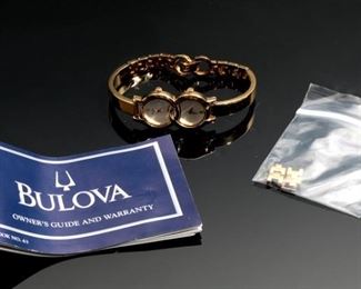 Bulova Dual Timezone Watch Quartz Womens Face: 1.5x0.75in Bracelet: 6.5in