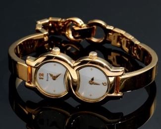 Bulova Dual Timezone Watch Quartz Womens Face: 1.5x0.75in Bracelet: 6.5in