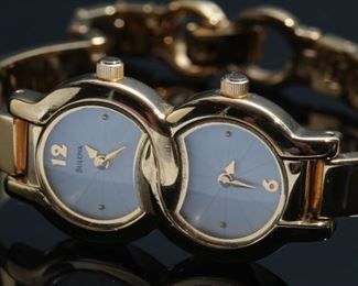 Bulova Dual Timezone Watch Quartz Womens Face: 1.5x0.75in Bracelet: 6.5in