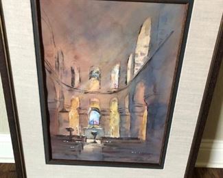 Custom framed watercolor