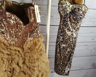Dresses Nina Cannaci 22 gold shiny short dresses