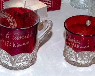 Antique Ruby Flashed glass