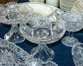 TABLES FULL - Ceramics - Glassware:  CUT Crystal