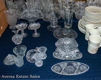 TABLES FULL - Ceramics - Glassware:  CUT Crystal