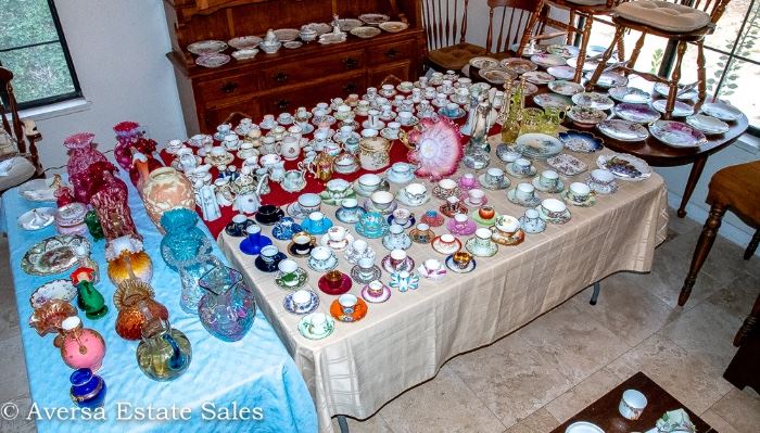 TABLES FULL of Ceramics - Crystal - Glassware