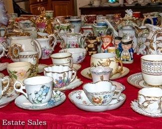 TABLES FULL of Ceramics - Crystal - Glassware