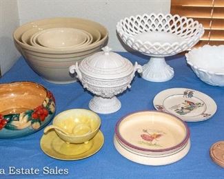 TABLES FULL of Vintage Ceramics - Glassware - Crystal