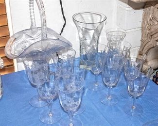 TABLES FULL of Vintage Ceramics - Glassware - Crystal