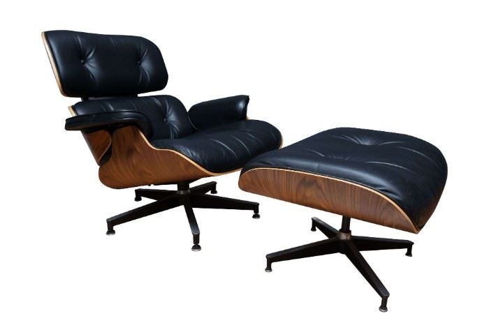 Genuine Eames Lounge Chair and Ottoman in Black Leather, Purchased for $7495
