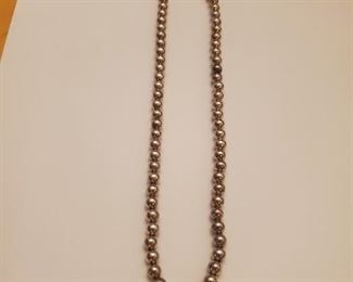 Sterling Silver Bead Necklace 31.3 Grams