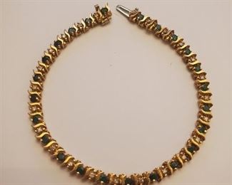 14K Diamond and Emerald Bracelet 11.6 Grams