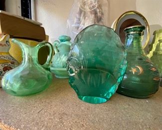 Vintage Green Glass 