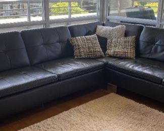 106 W Schilling Black Leather Lshaped Sofa