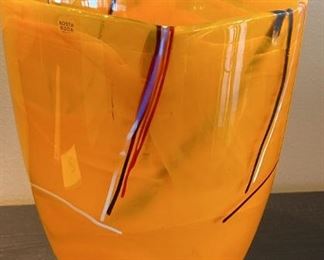 131 Kosta Boda Orange Contrast Vase