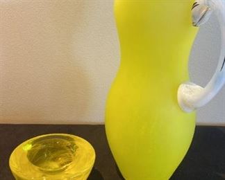 151 Kosta Boda Glass Art Pitcher and Votive Holder