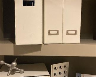 182 The Container Store White Leather Office Organization