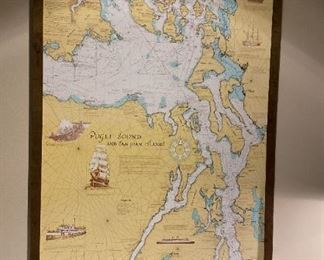 196 Framed Maritime Map Puget Sound and San Juan Islands