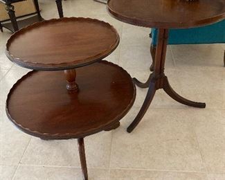 MAHOGANY 2 TIER TABLE. $120.
& LAMP TABLE. $95.