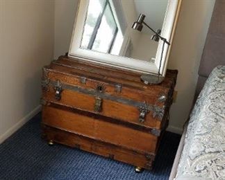 Antique trunk and mirror