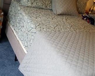 Queen, fabric bed/headboard, with matching platform base