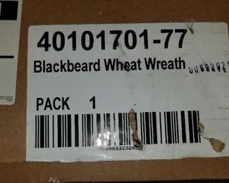 2 Blackbeard Wheat wreaths, never outside, new, in boxes